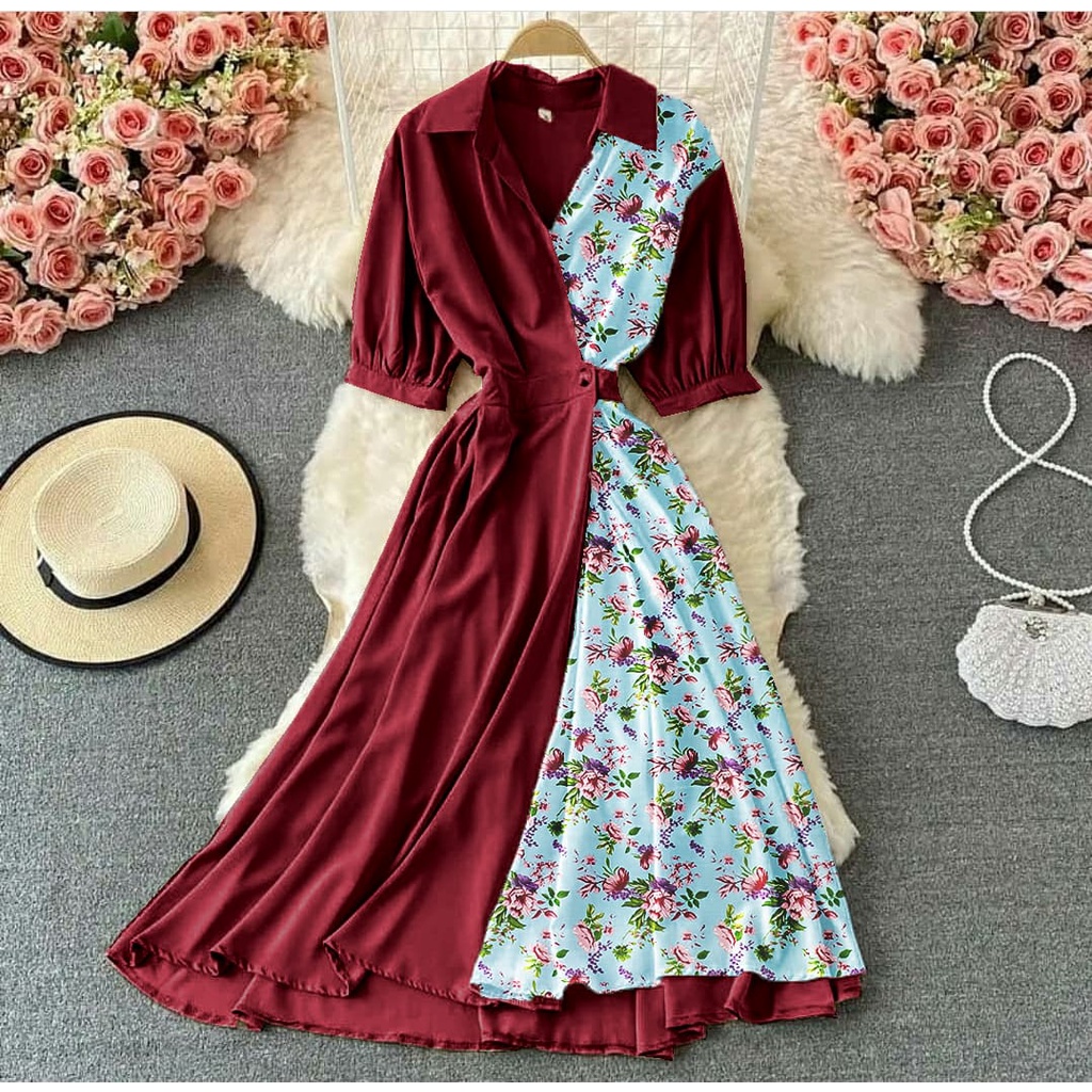 [HNFK] Dress Wanita Casual Dress / Fashion Wanita / Dress Korea / Dress / Dress Flow