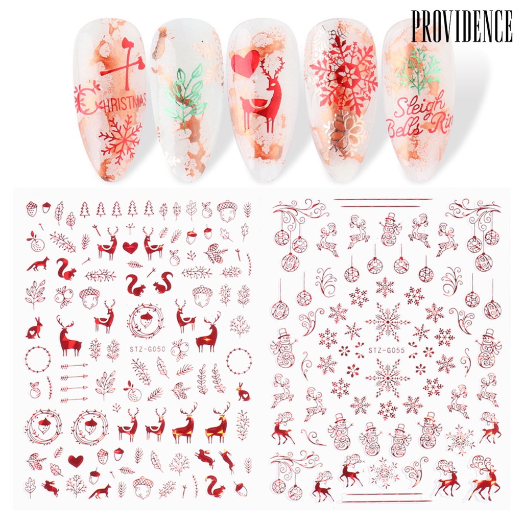 Providence Stiker Kuku Motif Rusa / Kepingan Salju / Natal Untuk Dekorasi Nail Art / Manicure Diy