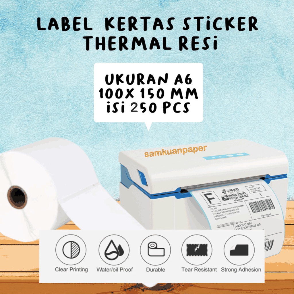 

Kertas Thermal Sticker Label Barcode Roll ukuran A6 100x150 mm isi 250pcs 100x150mm isi 250 Pcs