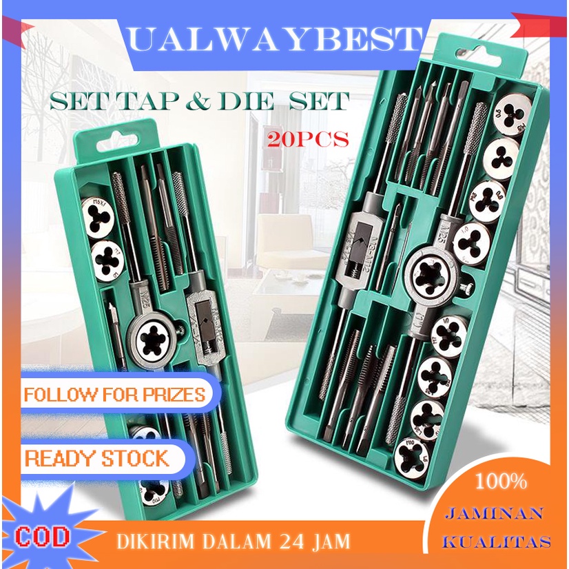 Tap And Die Set 20 Pcs Tap Dan Dies Senai Ulir Drat Baut Mur Snai Snay ZEKI