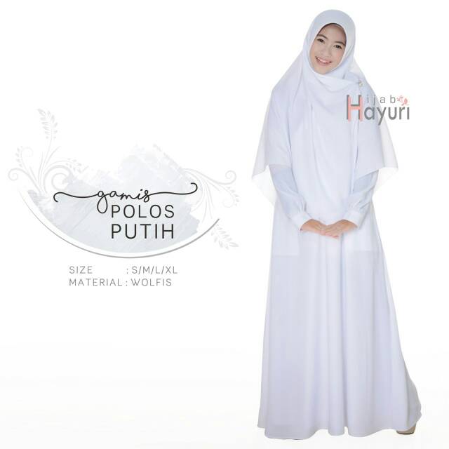 Gamis polos putih hijab hayuri