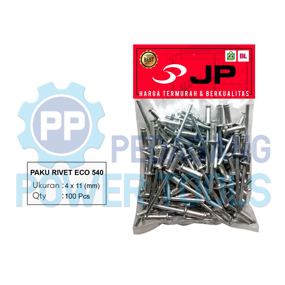 PAKU RIVET ECO 540 100 PCS 4 x 11 MM BLIND RIFET TEMBAK ALUMINIUM