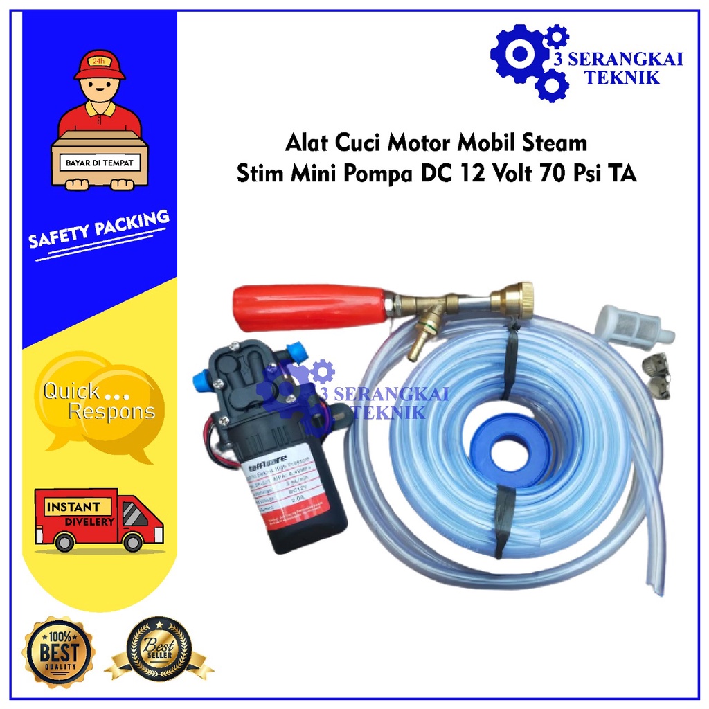 Alat Cuci Motor Mobil Steam Stim Mini Pompa DC 12 Volt 70 Psi TA