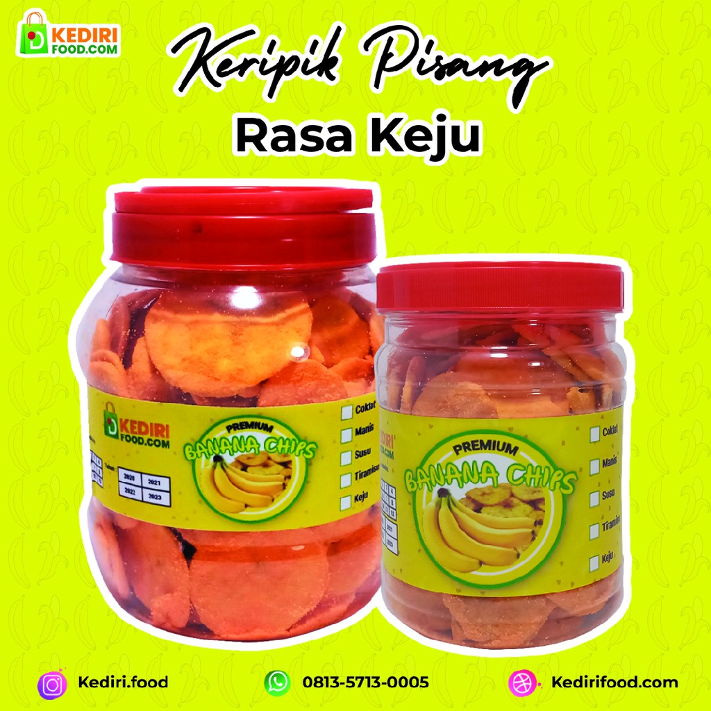 

Banana Chips | Keripik Pisang Aneka Rasa Keju Kemasan Toples Makanan dan Camilan Sehat