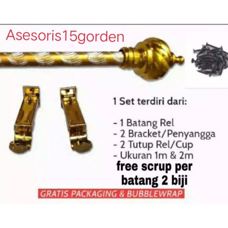 Batang gorden besi tiang khusus 60cm tiang gorden pipa gorden tongkat minimalis gorden