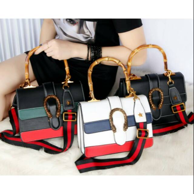 Tas sale GUCCI dionysus stripes bamboo 6136 sale