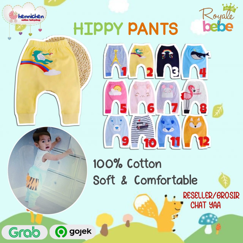 ROYALE BEBE HIPPY PANTS CELANA PANJANG BAYI KARAKTER 6-24 bulan