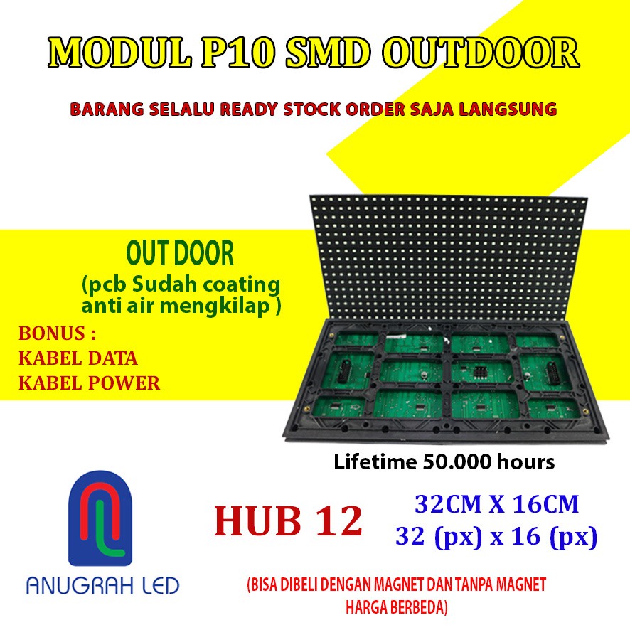 MODUL MODULE PANEL PANEL LED P10 SMD KUNING OUTDOOR SEMI OUTDOOR