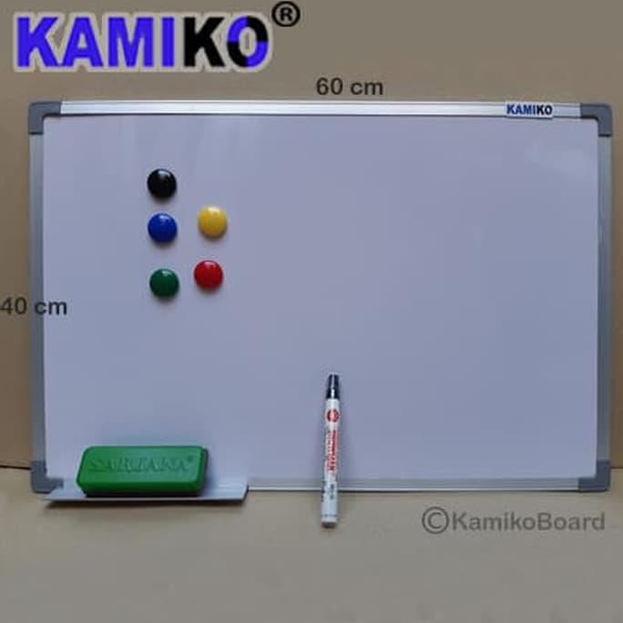 

Whiteboard Kamiko 40 x 60 cm Gantung - Spidol Hitam - Magnet - Hapusan