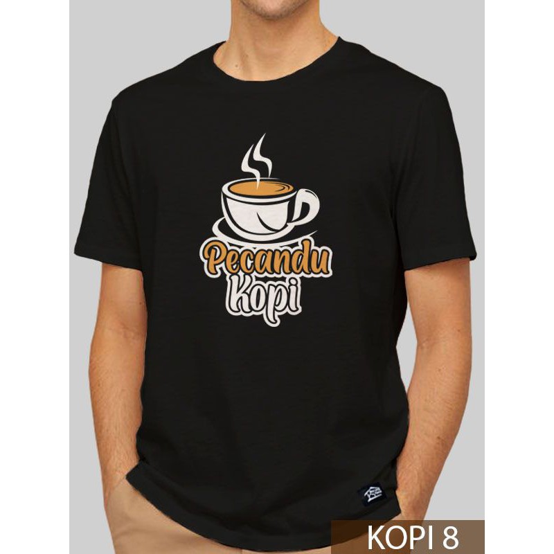 Jual Kaos Distro Bahan 100% Cotton combed 30s, Kaos pria sablon Kopi murah, kaos  kopi warung kaos