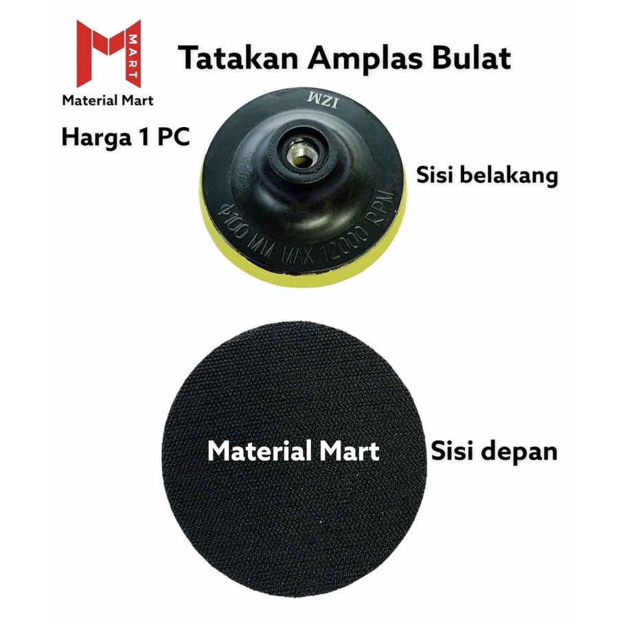 Tatakan Amplas Velcro 4 Inch | Piringan Bulat Tempel 4&quot; | Sanding Pad | Material Mart