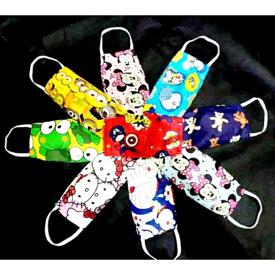 Masker Anak 2 lapis Motif Karakter Bahan Cotton