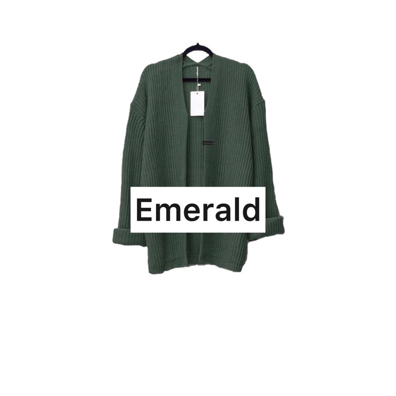 KARDIGAN RAJUT WANITA OVERSIZED / LOOCY POCKET CARDIE OVERSIZED PREMIUM-Emerald