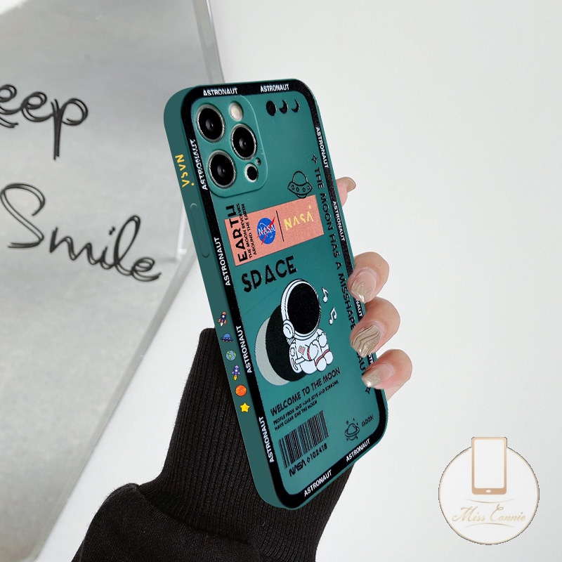 IPHONE Case Pola Sisi Luar Angkasa Astronot NASA Kompatibel Untuk Iphone7 8 Plus 6 6s 11 XR X XS Max 12 13 14 pro Max SE 2020 Lembut Tpu Lucu Shockproof Cover