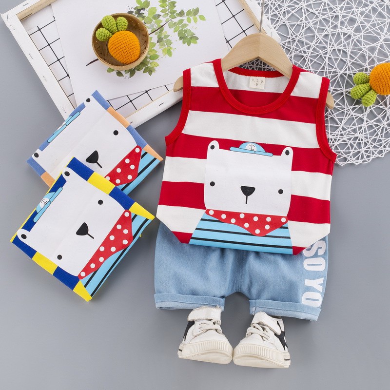 Mamamoli Baju setelan kaos anak laki laki / bayi / baby import/impor lucu sailor bear mm10