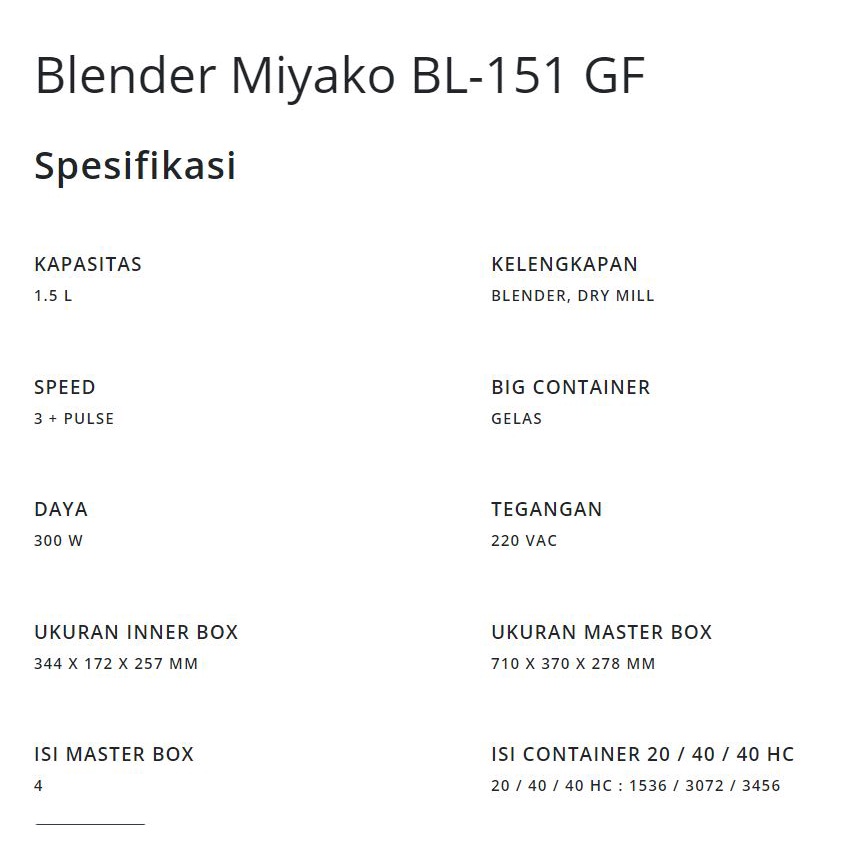 MIYAKO BLENDER 2 IN 1 KACA BL-151GF