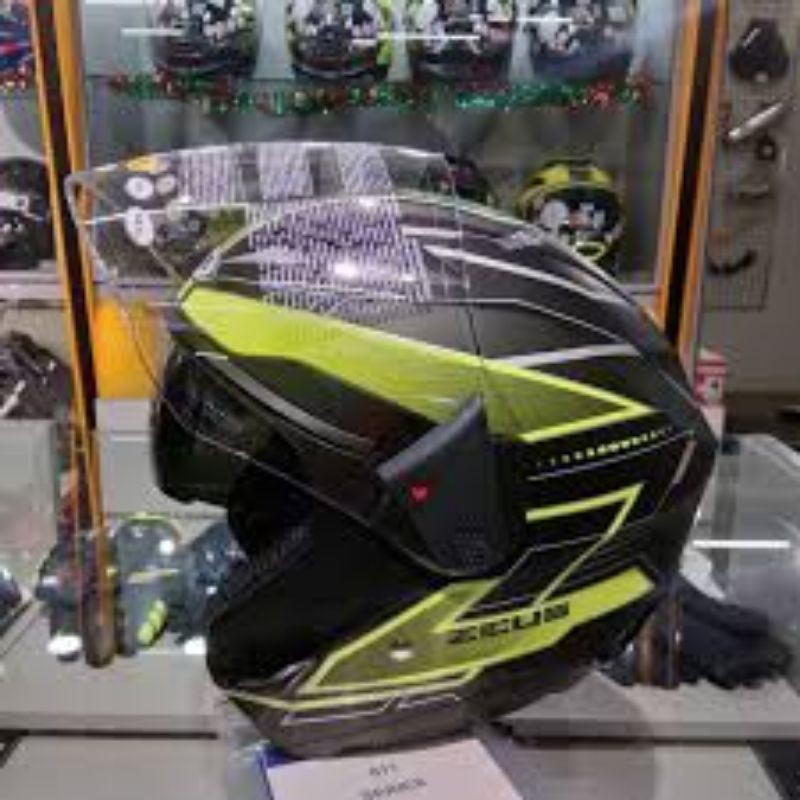 Zeus 611 matt black doff green hitam dop fluo yellow TT18 M L XL helm kyt kyoto zs611 z611