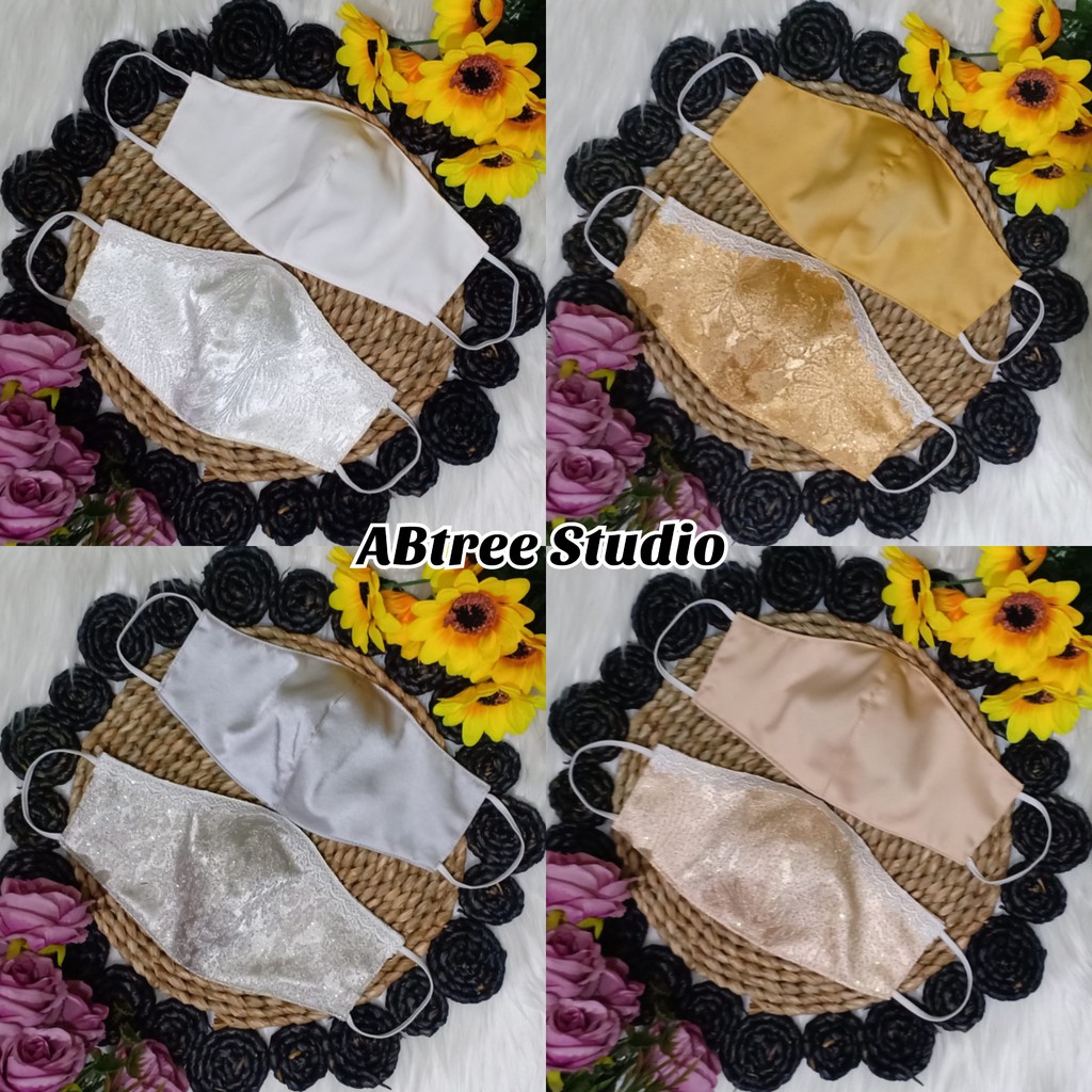 Masker couple jaguard / jaquard cavali mix Renda buat souvenir wedding pesta akad nikah ijab