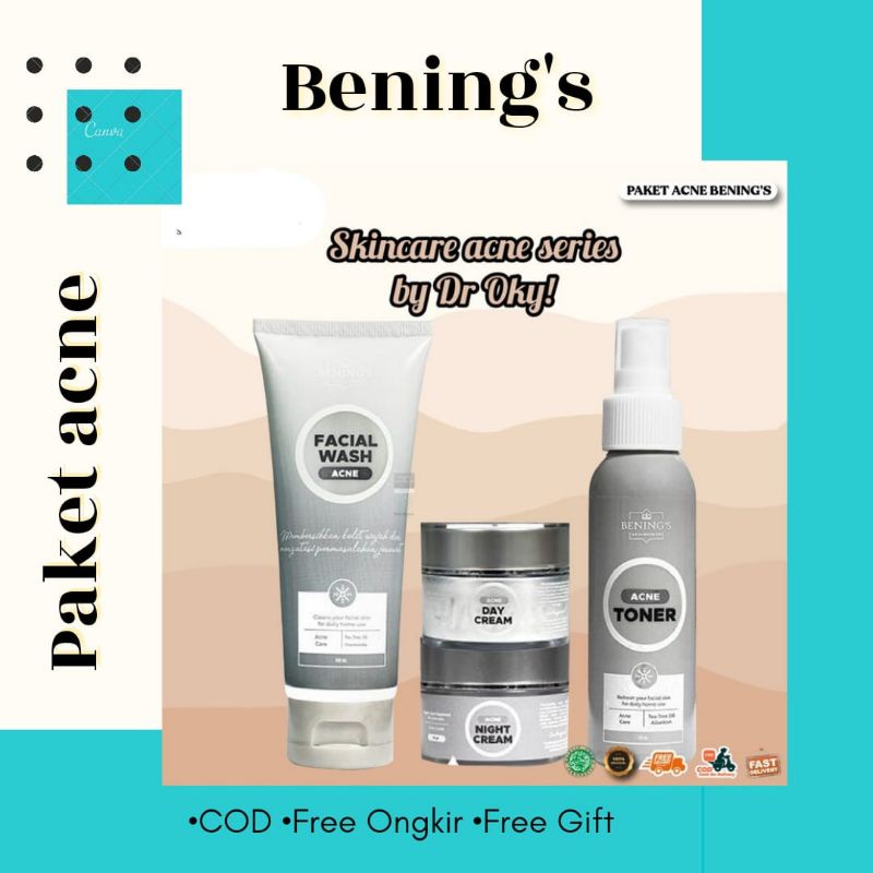 BENINGS INDONESIA SKINCARE| BENINGS SKINCARE | BENINGS CLINIC | BENINGS PAKET ACNE SERIES | KRIM JER