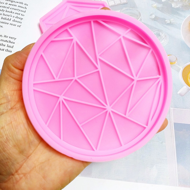 Siy Geometri Polygon/Round Coaster UV Crystal Epoxy Resin Mold Cup Mat Silicone Mold