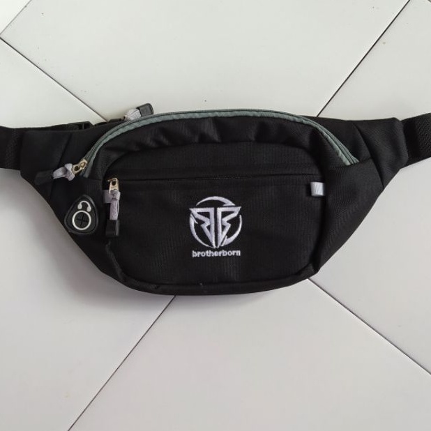 Tas Waistbag pria brotherborn logo bordir