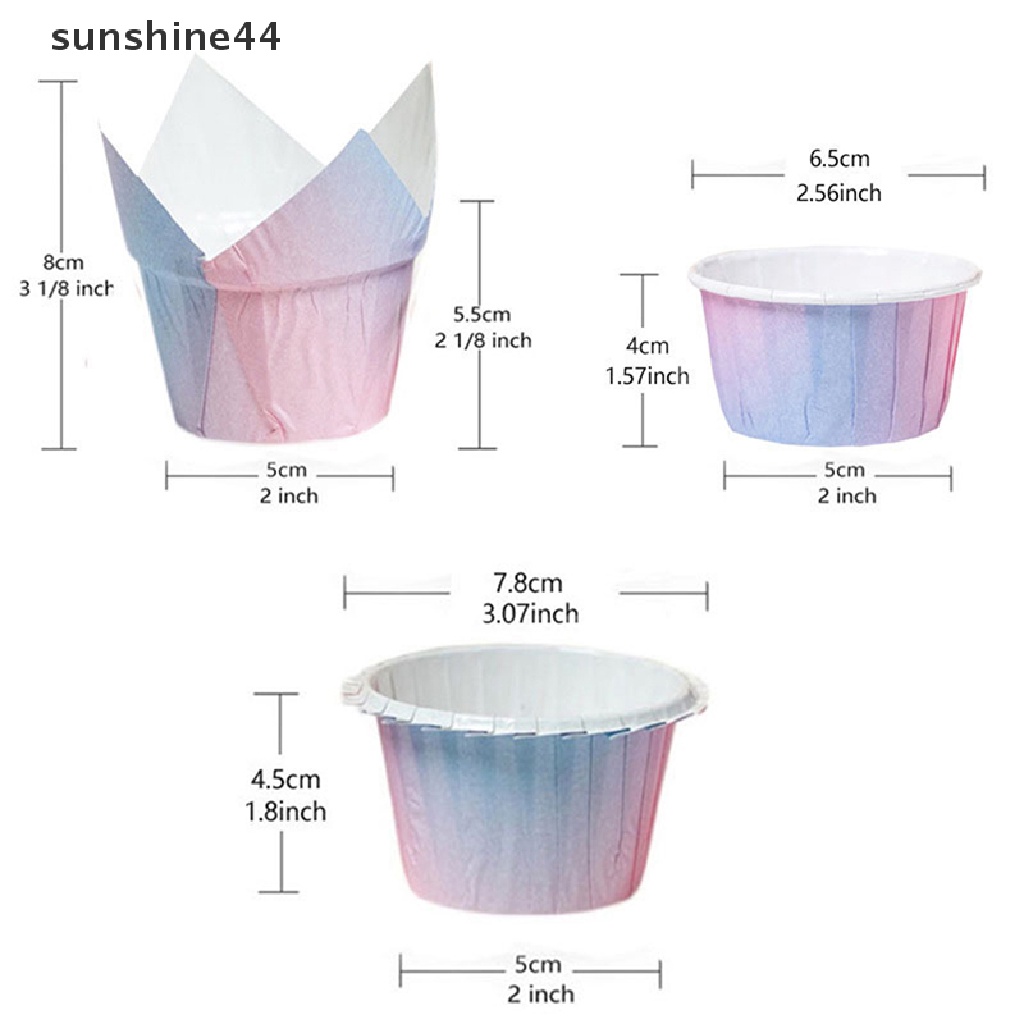 Sunshine 50Pcs Kertas Cetakan Cupcake / Muffin DIY