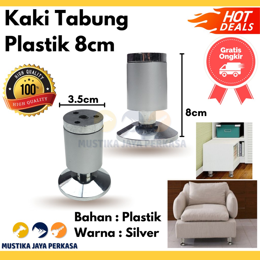 Kaki Tabung Plastik 8 Cm Kaki Sofa Kayu Besi Stainless Chrome Kokoh