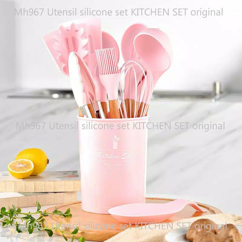 KITCHEN SET Silicone Utensil Set 13pcs Peralatan spatula silikon sutil