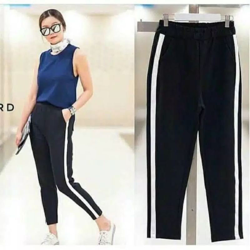 Scuba Side Stripe Pants Celana strepe wanita