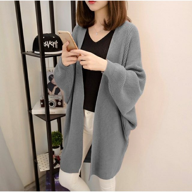 HOPYLOVY - Cardigan Rajut Wanita Oversize Tebal Scarleta