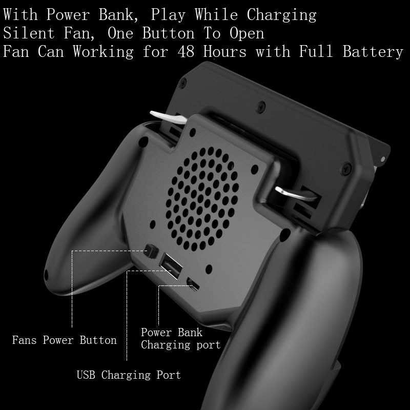 Gamepad Grip Tombol Trigger Aim L1 R1 with Fan + 2000mAh Powerbank