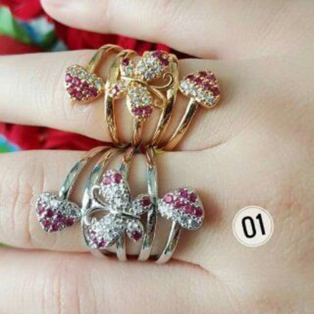 Cincin love kupu cantik lapis emas