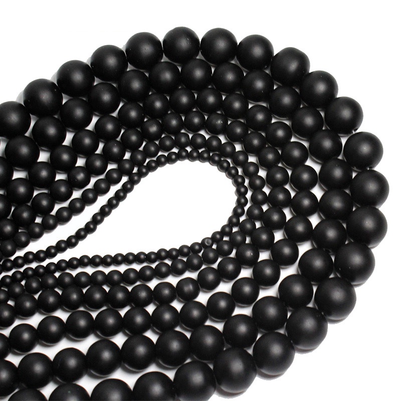 Matte Black Beads Loose Glass Stone Beads Dull Polish Onyx 4/6/810Mm