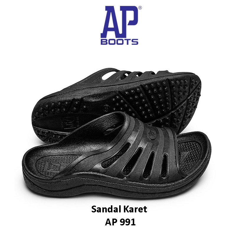 Sandal Karet AP Boots AP 991 Hitam Ap Boot Sendal Kasual Jalan