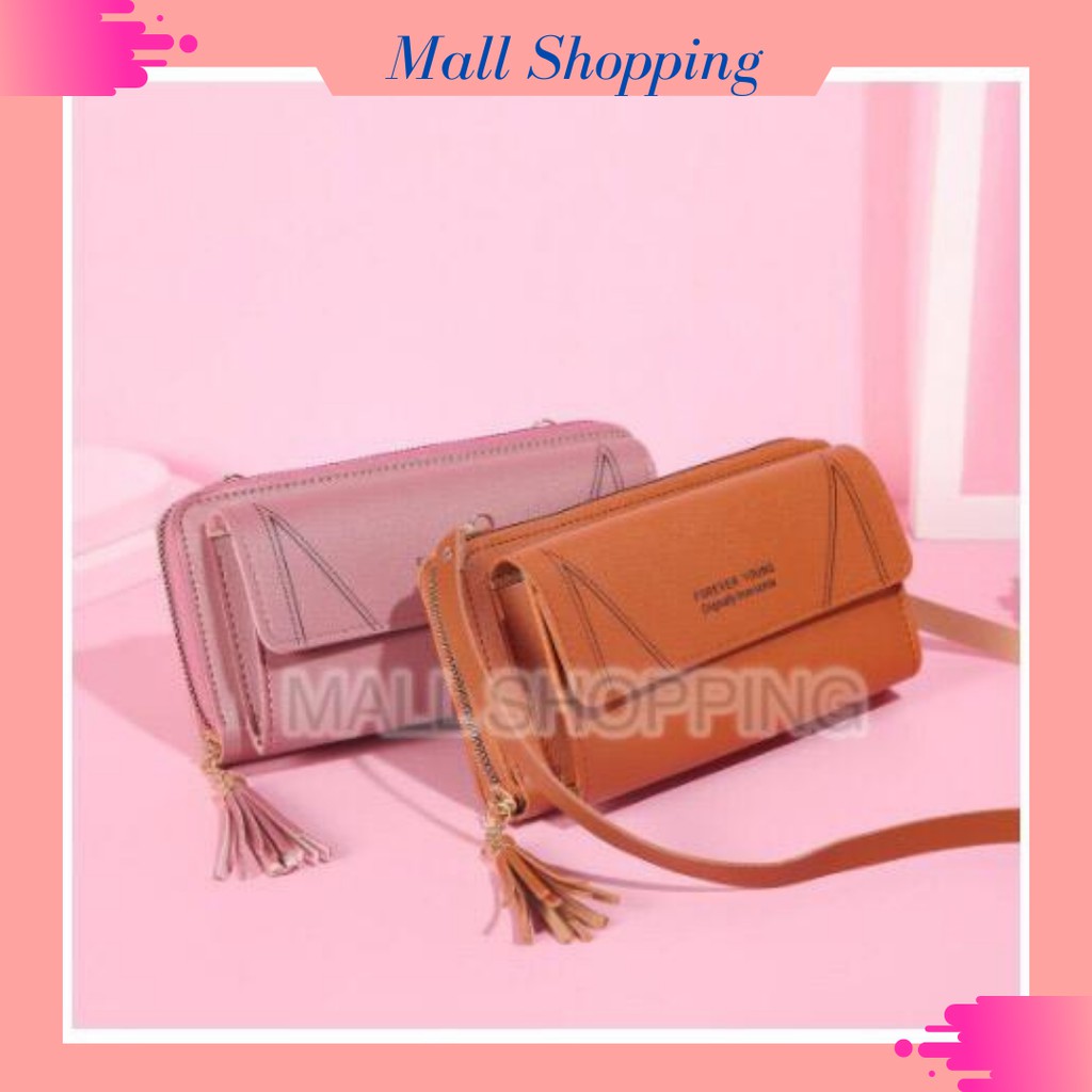 (COD) Dompet Panjang Wanita PlusTali Dompet Selempang Import MALLSHOPPING