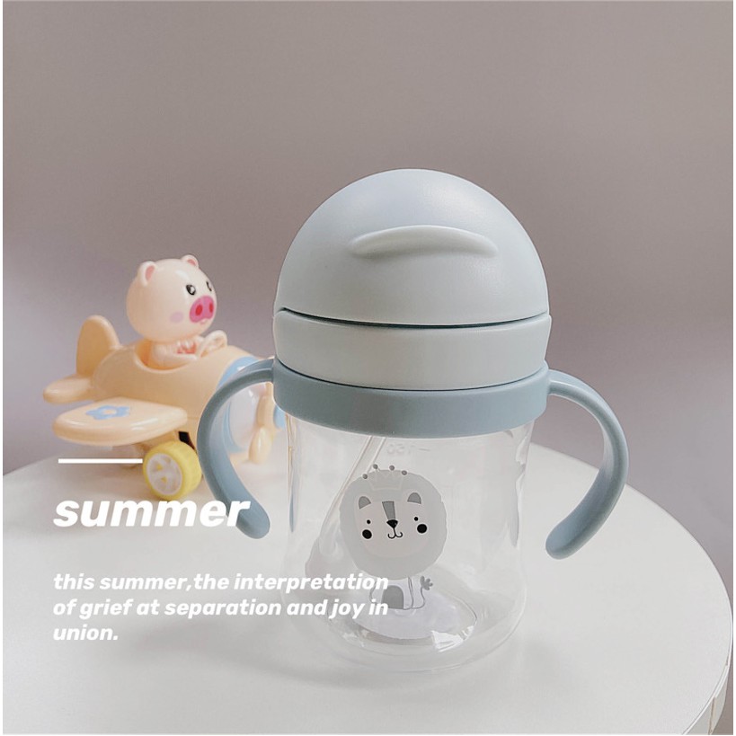 HIPPO LAND Sippy Cup Botol Minum Bayi Jerami Cangkir Tritan Pelatihan Cangkir Anak-anak Botol Air Botol Bayi 205