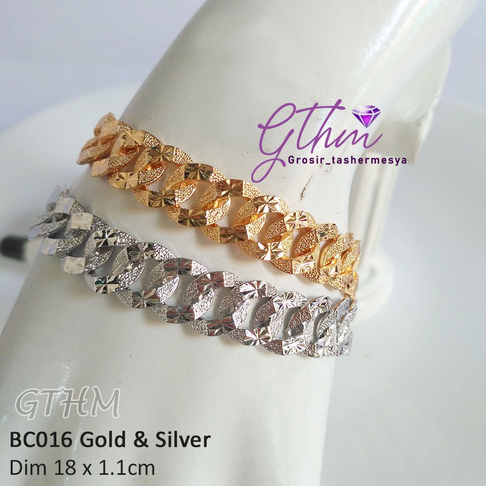 gelang tangan sisik naga ukir halus bc016 silver dan gold xuping lapis emas 18k perhiasan wanita