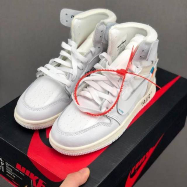 Sepatu Nike Air Jordan 1 Off White - White Premium High Quality