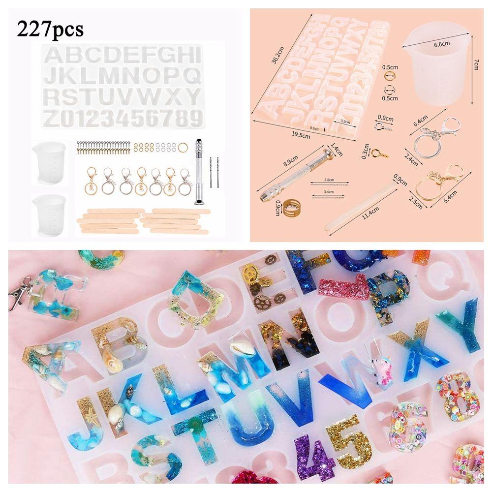 R-flower33 /117 /186 /224/227Pcs/Set Alfabet Huruf Resin Cetakan Perhiasan Gantungan Kunci Craft Kits Handmade Silikon