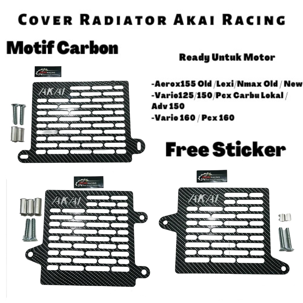 Cover Radiator Tutup Radiator Akai Racing Karbon Series Nmax,Nmax New 2020,Aerox,Lexi,Pcx,Adv,Vario 125,Vario 150,Vario 160 Dan Motor lain Nya