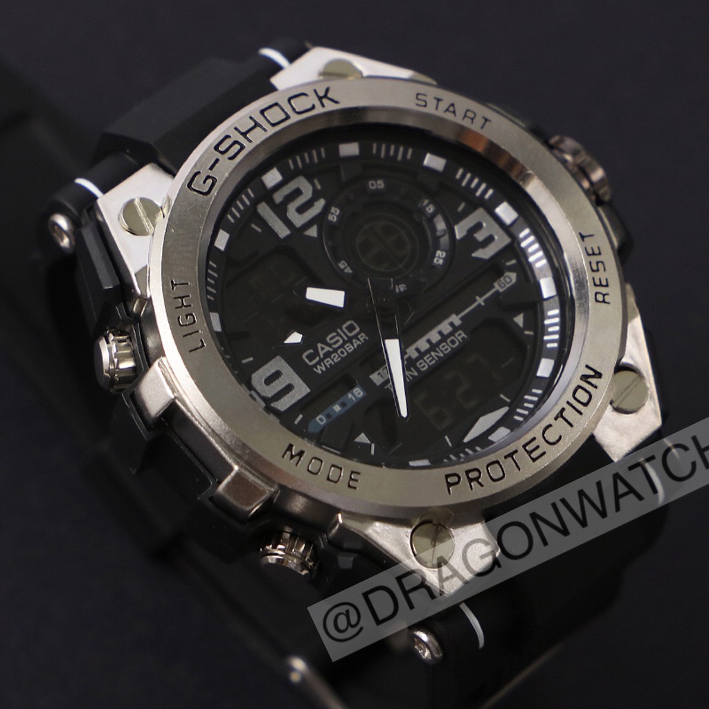 [COD✅] Jam tangan pria Anti air rubber casi0 G-sh0ck G-8600 GST-8600 DUAL-TIME METAL water  S1145