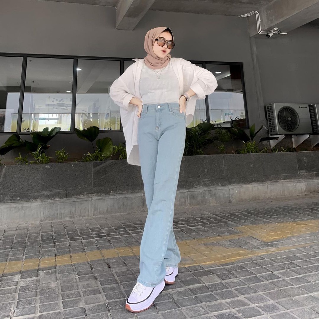 Ayunalabel Highwaist Kulot Loose Jeans Wanita Kekinian