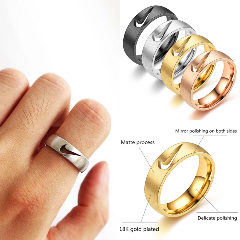 Cincin Tunangan Bahan Titanium Steel 316L Model Hollow Gaya Hip Hop Untuk Pria Dan Wanita