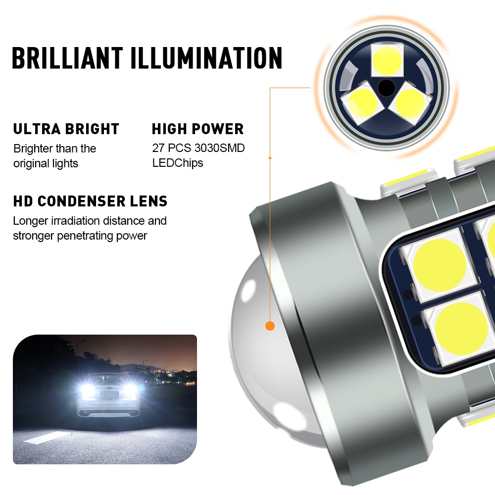 Lampu Rem LED Strobo Motor &amp; Mobil 27SMD T15 T20 7440 7443 BA15S BAY15D - PY21W P21W 1156 1157 - Sein Mundur Rem