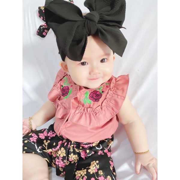 setelan kemeja anak perempuan 1 2 3 tahun newborn 6 12 bulan ruffle ALLYSA NADIA shirt set setelan balita shirt set
