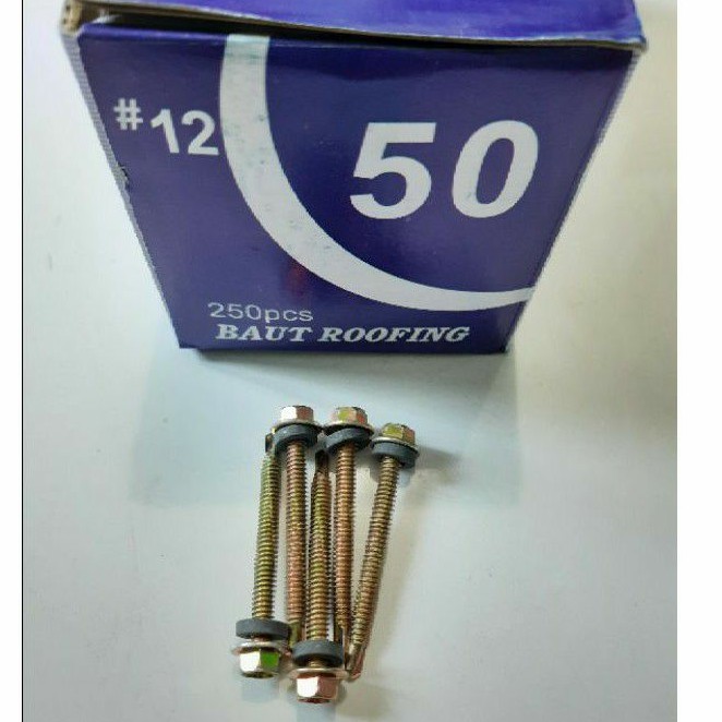 Baut roofing 12 x 50 isi 250pcs atau Self Drilling Screw 5cm - Kuning