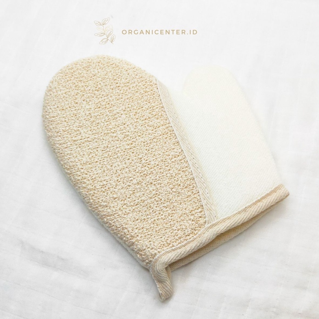 Bath Glove Rami Natural Exfoliating Sarung Tangan Mandi Scrub Cotton Bath Mitt Gentle Exfoliasi Body Scrubber Waslap