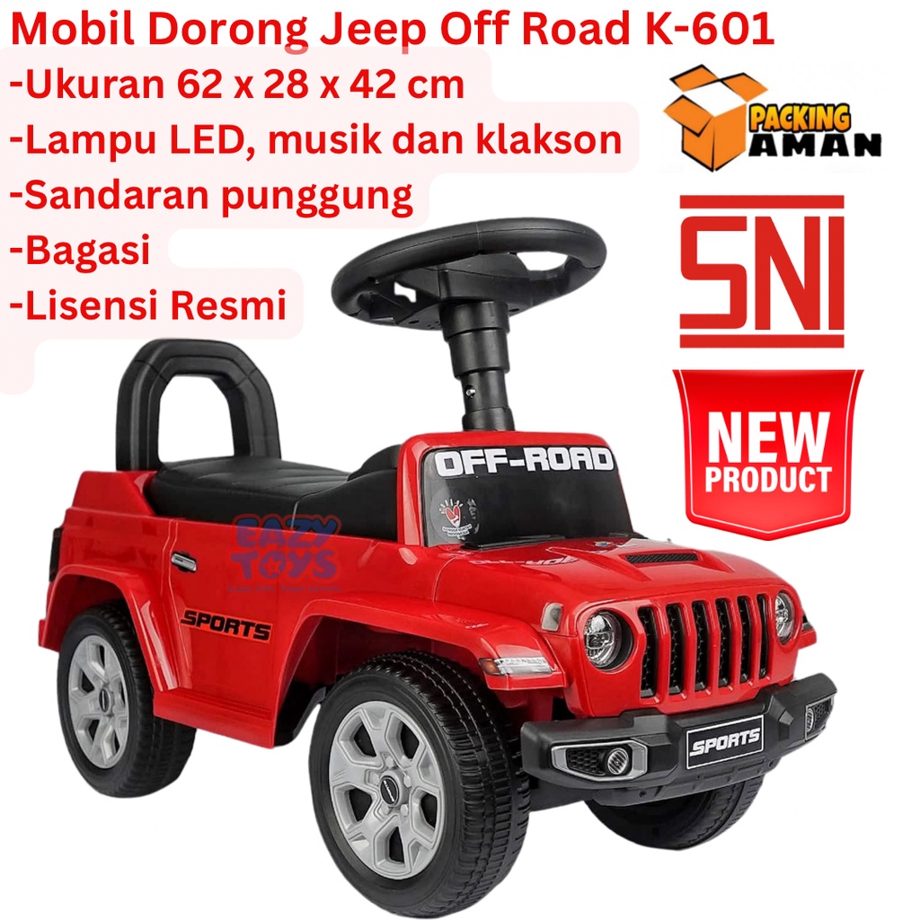 Mobil Anak Bisa Dinaiki Jip Off Road Mainan Mobil Dorong Anak Fitur Lampu Musik K601/ K601B