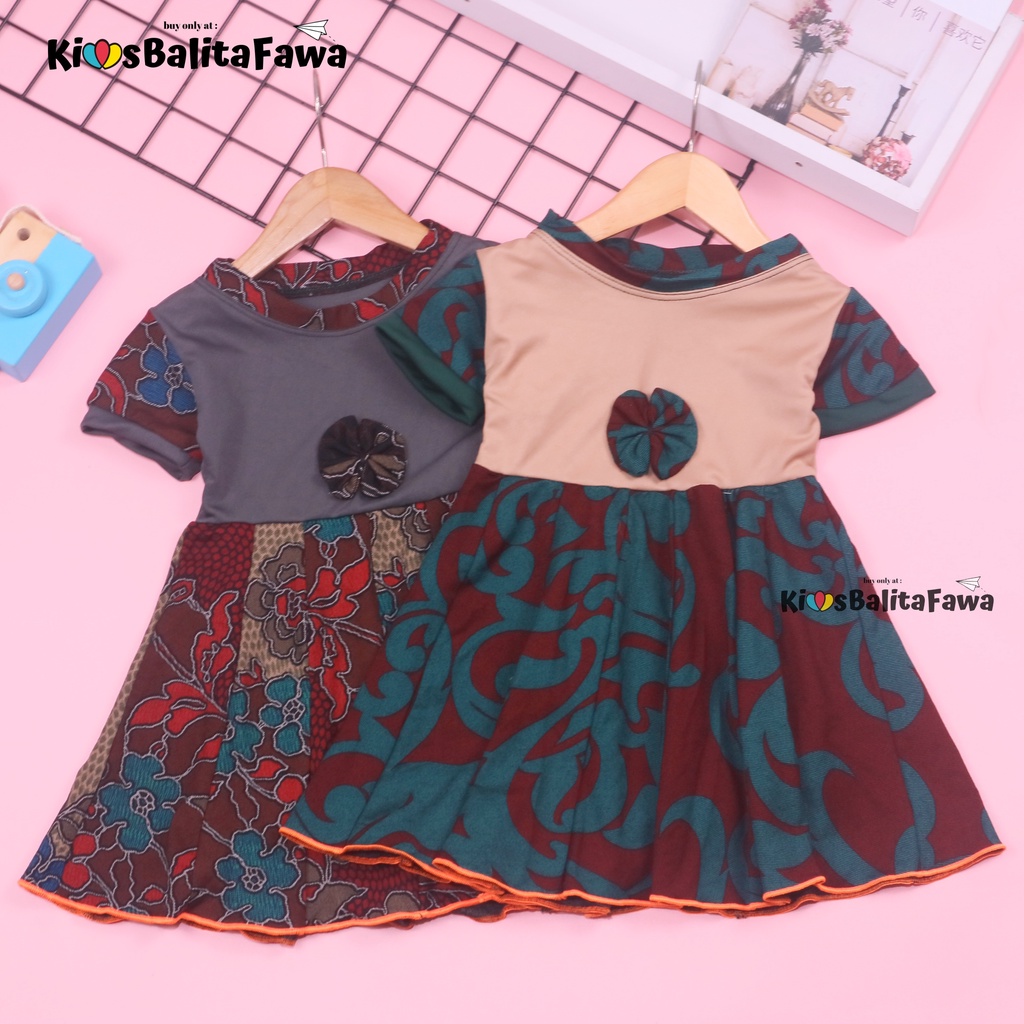 (BATIK) Dress Pita Baby uk 6-12 Bulan / Baju Etnik Anak Bayi Perempuan Dres Lengan Gaun Murah Adem