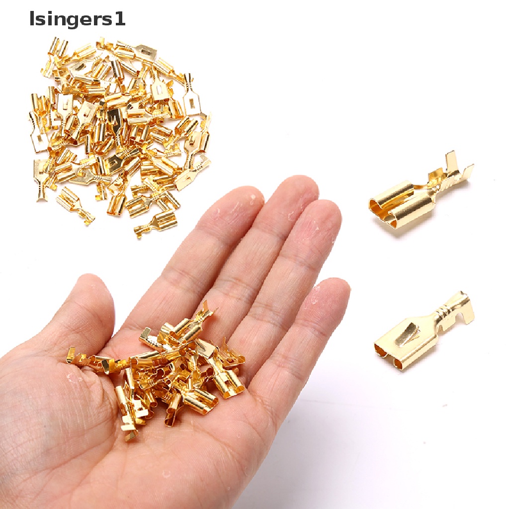 (lsingers1) 50pcs Konektor Terminal Crimp Male Female 6.3